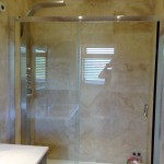 large shower with glass door
